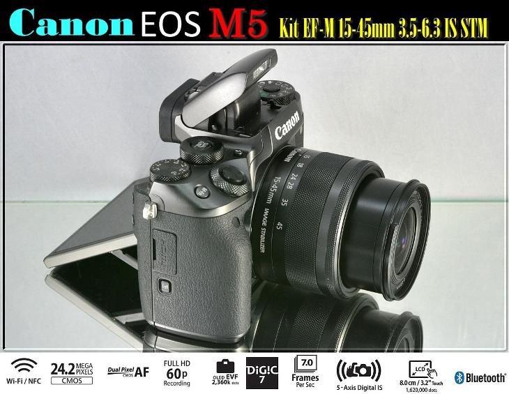💥Canon EOS M5 + 15-45mm **DSLM*24,2Mp*Full HDV*WIFI**👍TOP 5800 Exp. - Fotoaparáty