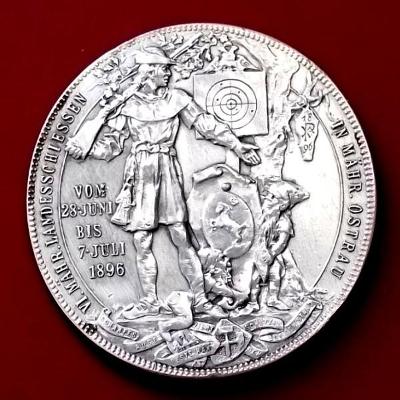 Stříbrná medaile 1896  IV. Střelby Ostrava za Rakouska Uherska.