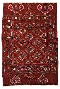 Starožitný turkmenský koberec, kmen Jomut, Ersari Tekke Bešir, 214x145