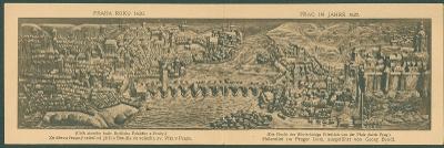 10D5739 Dvojitá pohlednice Praha reliéf r.1620 - Hyšková Podmoklice R!