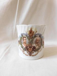 Jubilejní porcelánový  šálek - Rakousko - Uhersko, F.Josef a Vilém II.