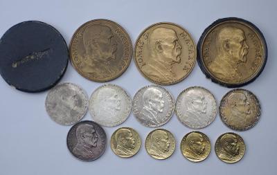 Velká sbírka mincí a medailí T.G.MASARYK + etue INVESTICE !!!!!!!!!!!!