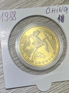 100 yuan China zlato 1/2 unce 1988 naklad 5500 kus 