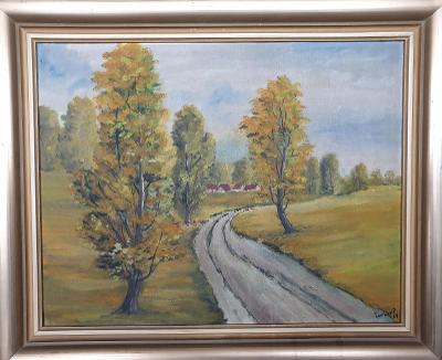 Tomkovič: Cesta k vesnici, olej 1959, 70x60cm