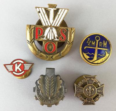 POLSKO - staré odznaky - smalt, mosaz, na šroub, značené - VIZ FOTKY 