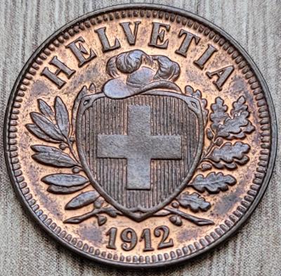 ✅Švýcarsko 2 rappy 1912 Švýcarská konfederace (1850 - 1916) bronz