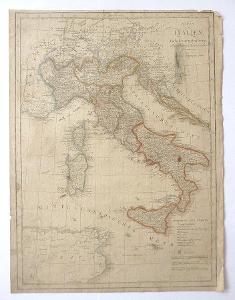 1810 mapa Itálie, Tranquillo Mollo, Karte von Italien 