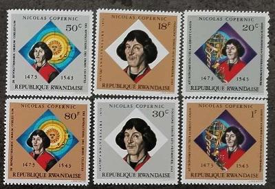 Rwanda 1973 4,5€ 500 let Koperníka, Astronom a fyzik, Vesmír