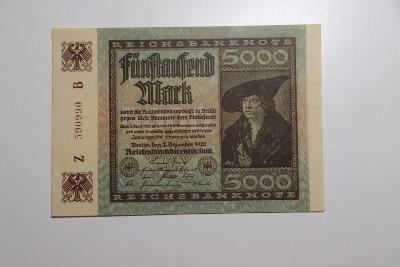 Německo, 5000 mark 1922 série ZB