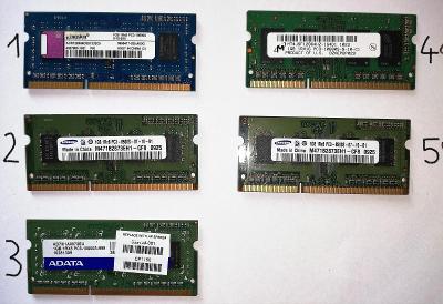 5 x 1 GB DDR3, různí výrobci, různé frekvence, důkladně testované