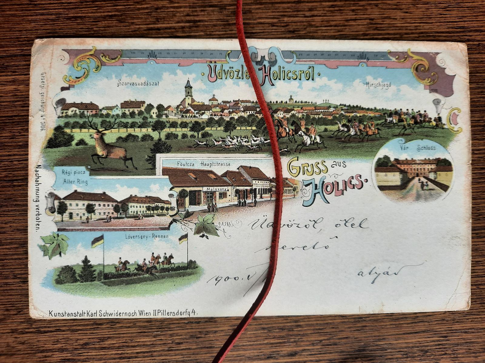 pohľadnice Holič , 1900 , litografia , Slovensko - Pohľadnice miestopis
