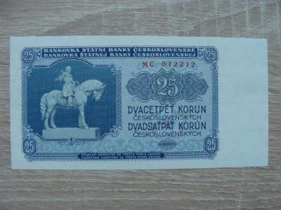 25 Kčs 1953 MC  012212  UNC, originál foto, TOP bankovka z mé sbírky
