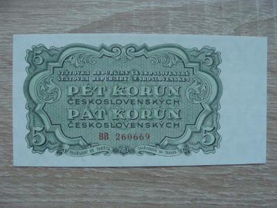 5 Kčs 1953 BB 260669  UNC, originál foto, TOP bankovka z mé sbírky 