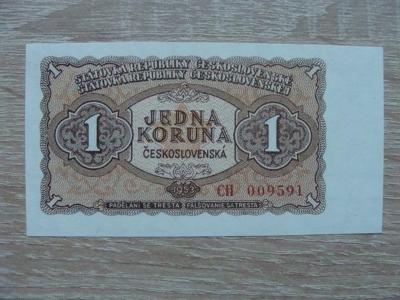 1 Kčs 1953 CH 009591 UNC, originál foto, TOP bankovka z mé sbírky