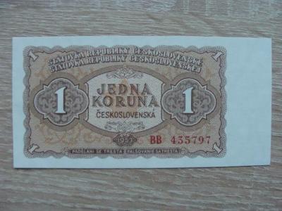 1 Kčs 1953 BB 435797, originál foto, TOP bankovka z mé sbírky