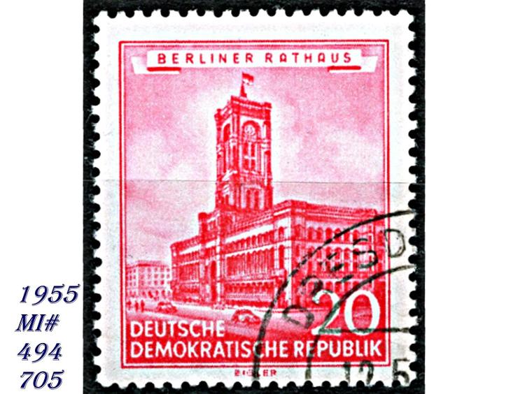 DDR 1955, stará radnice Berlín - Známky Německo