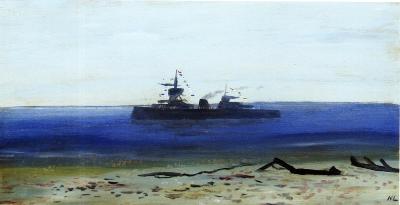 # 06 Kamil Lhoták AROP165 - Válečná loď ozdobená, 1940, 30x60,blindrám