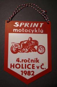 SPRINT motocyklů, 4.ročník, HOLICE 1984 !!! orig. VLAJEČKA - motocykl