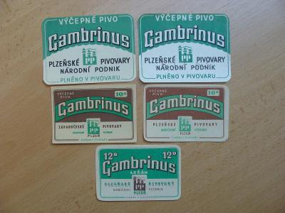 Etikety Gambrinus Plzeň, perforované datum 6.12.1963 !!