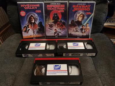 VHS trilogie Hvězdné války (Star Wars) PŮVODNÍ VERZE, PERFEKTNÍ STAV