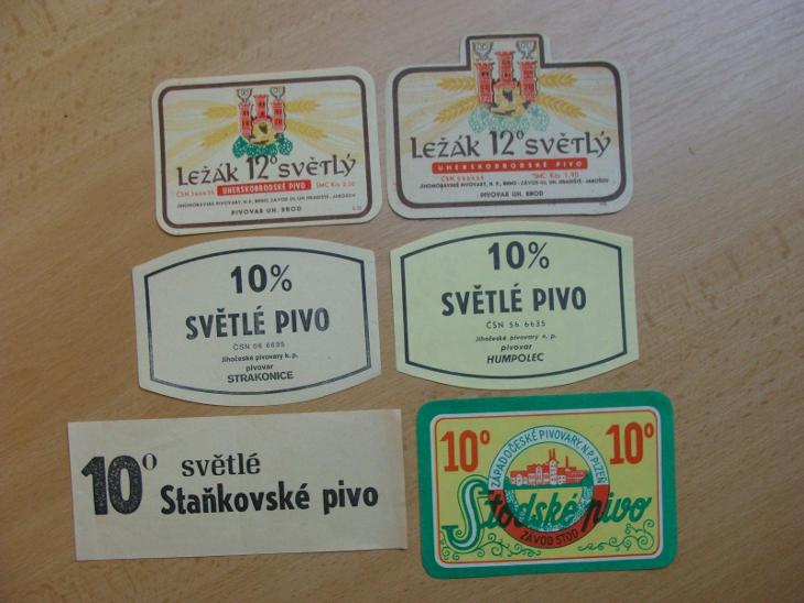 Etikety Staňkov, Stod, Humpolec, Strakonice, Jarošov - Pivní etikety