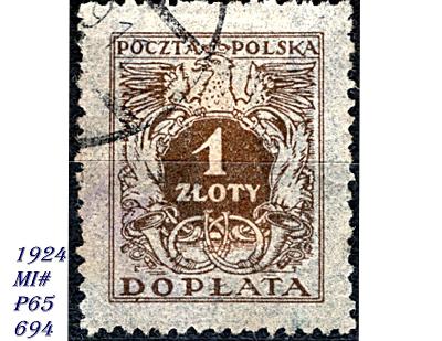 Polsko 1924, služební, číslo na hnědém orlu na znaku