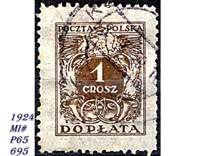 Polsko 1924, služební, číslo na hnědém orlu na znaku