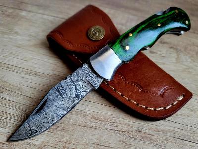 ✅kapesní Damaškový nůž CLASSIC 16,5 cm ručně vyrobeno + kožené pouzdro