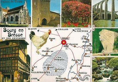 Francie, Bourg en Bresse a okolí, prošlá se známkou