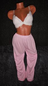 příjemné dámské pyžamovky pružná tričkovina růžové M