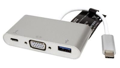 Adaptér USB 3.1 USB C(M) -> VGA(F), USB 3.0 A(F), USB C(F) 