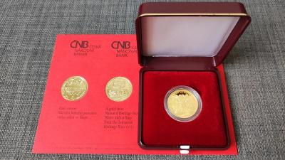 Zlatá mince 2500 Kč - VODNÍ MLÝN VE SLUPI - PROOF, vzácná