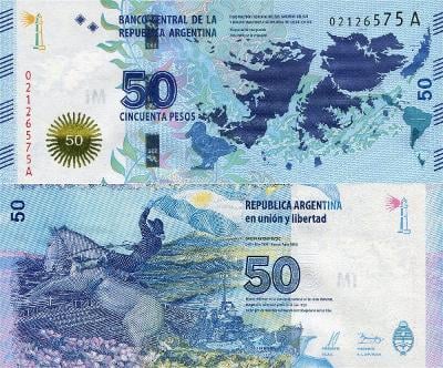 ARGENTÍNA 50 Pesos 2015 P-362 PAMĚTNÍ FALKLANDY / ISLAS MALVINAS UNC
