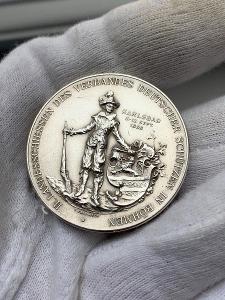 Střelecká medaile - Střelby Karlovy Vary, 1899-Velmi vzácná, DOKONALÁ
