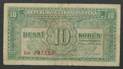 10 korun 1950 s. Uc