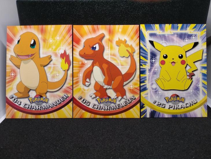 Pokémon Karty TOPPS Series1 - Pikachu - Charmander - Charmeleon - 1999 - Zábava