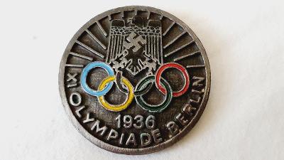 Smalt veliký odznak Olympiada 1936 orlice - svastika značen těžký 