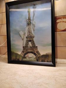 3D obraz socha Svobody+Eiffelova věž