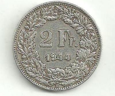 2 Frank Švýcarsko 1944  stříbro