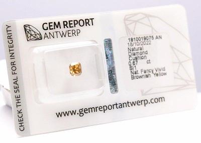 Diamant 0.67ct. Fancy Vivid Brownish Yellow SI1- GRA  Certif.