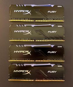 64GB DDR4 (4x16GB) Kingston HyperX Fury RGB 3733MHz XMP, od 1kč