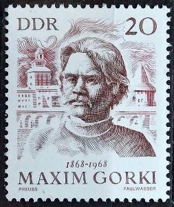 DDR: MiNr.1351 Maxim Gorky and View of Gorky 20pf ** 1968