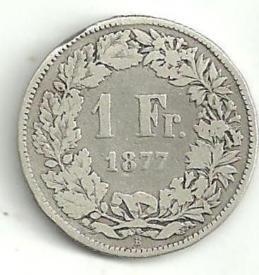 1 Frank Švýcarsko 1877  stříbro 