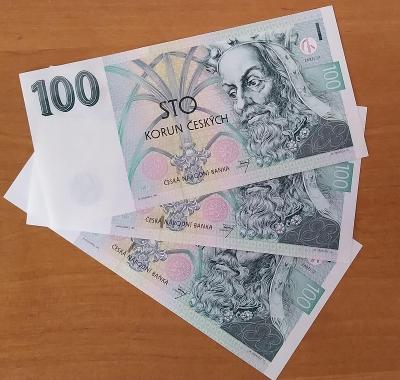 3x 100 korun českých 1997 UNC postupka