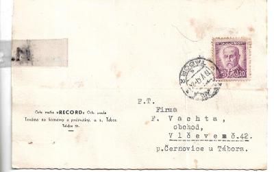 Firemní lístek, konzervy, Record, 1947, Tábor, Vlčeves