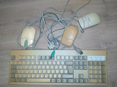 DIN klávesnice Yakumu,seriová myš Mitsumi,PS/2 myši Genius kuličkové