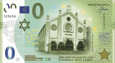 0 Euro bankovka Memoeuro Slovensko 2020 - Synagóga Nové Zámky
