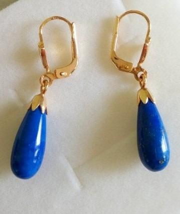 Zlaté náušnice lapis lazuli, punc 333 (8k) - Starožitné šperky