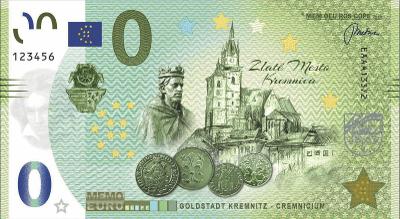 0 Euro bankovka Memoeuro Slovensko 2020 - KREMNICA – námestie
