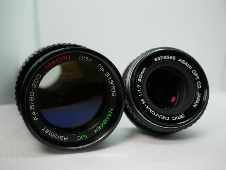 2 objektivy na P/K - SMC Pentax-M 1.7 50mm a Hanimex MC 4.5 80-200 mm - Foto